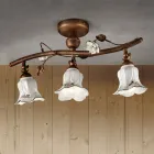 Artisan Ceramic 3-Light Ceiling Lamp with Rose Decoration - Pisa Viadurini