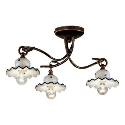 Ceiling Lamp with 3 or 4 Lights in Hand-Decorated Artisan Ceramic - Rome Viadurini