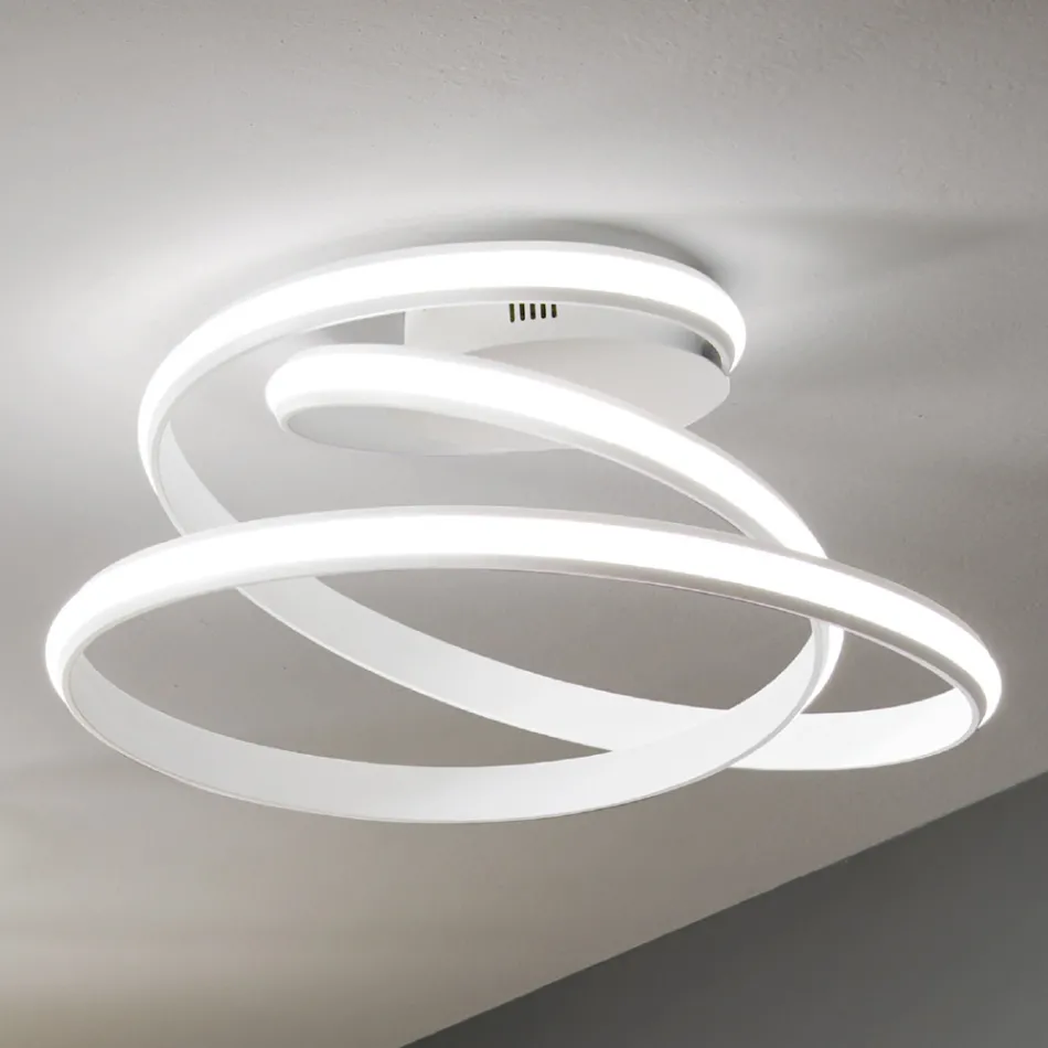 Modern Design White Painted Metal LED Ceiling Lamp - Rivolta Viadurini