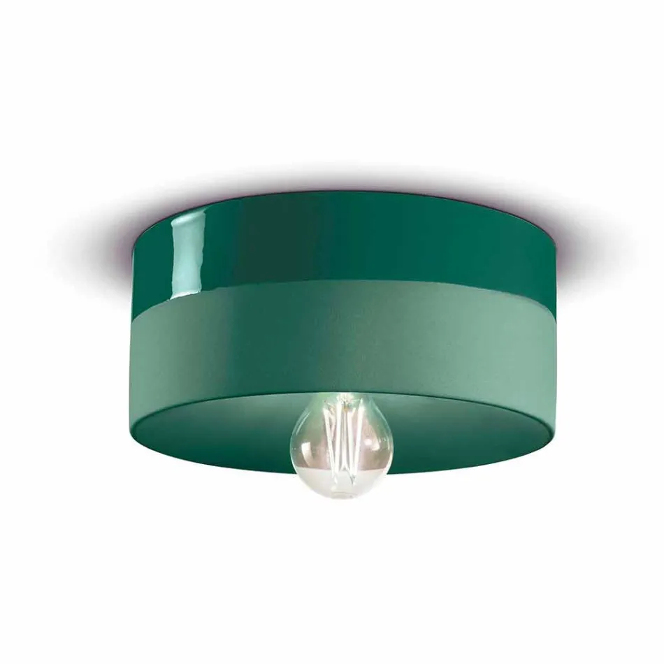 Circular Ceiling Light in Colored Ceramic Made in Italy - Ferroluce Pi Viadurini