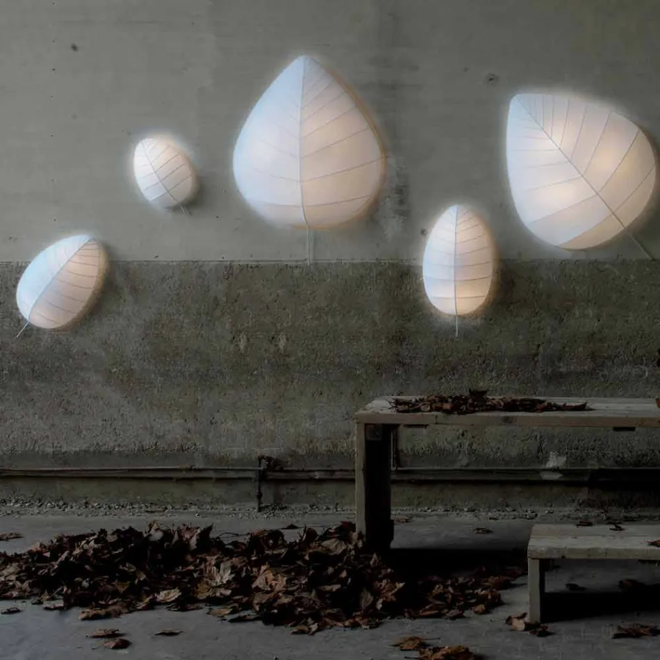 Wall Lamp in Metal and White Lycra Design in 3 Dimensions - Foliage Viadurini