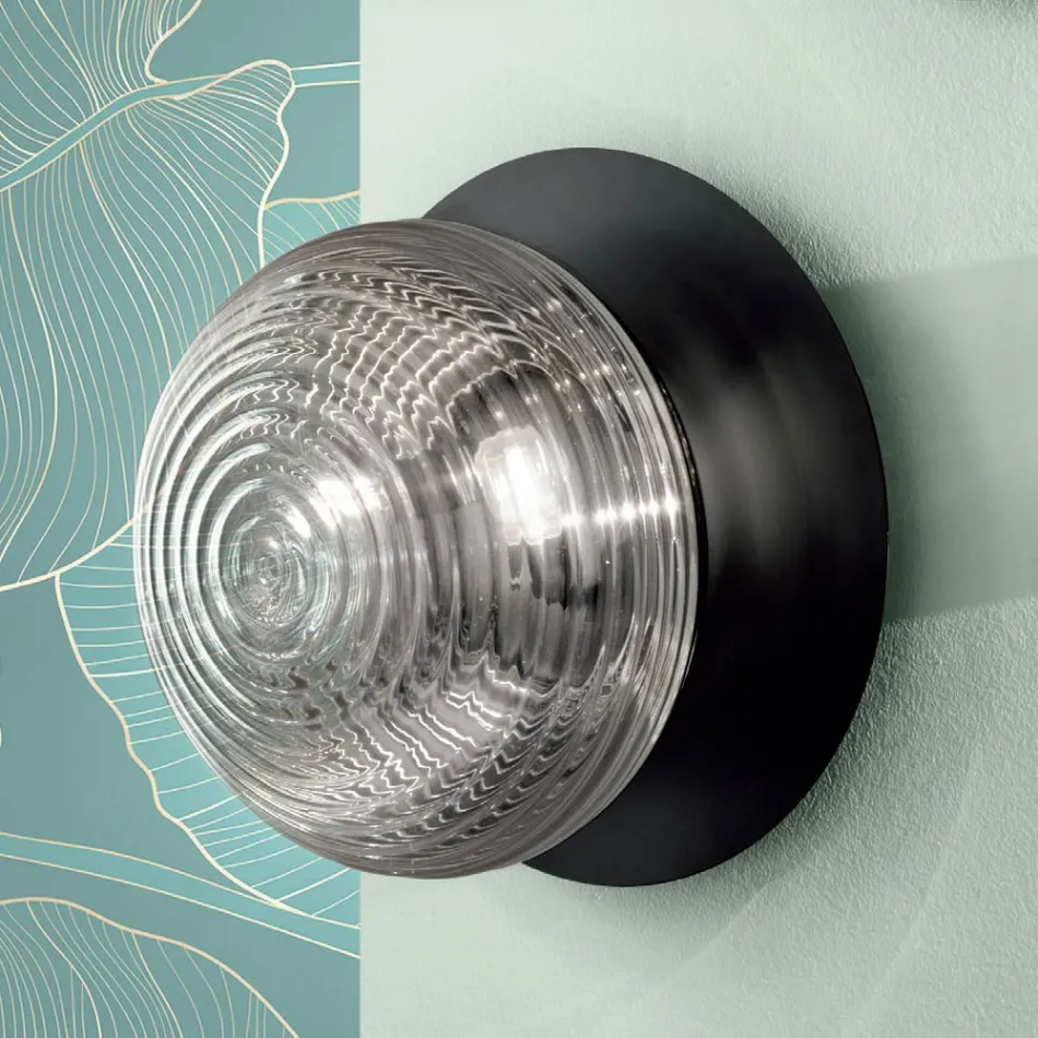 Wall Lamp in Blown Glass with Metal Structure - Swallow Viadurini