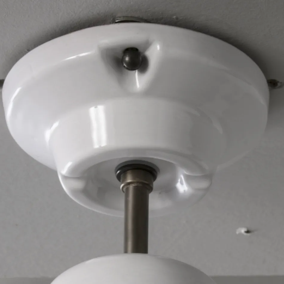 Handcrafted Ceiling Lamp in Majolica and Aluminum Made in Italy - Toscot Battersea Viadurini