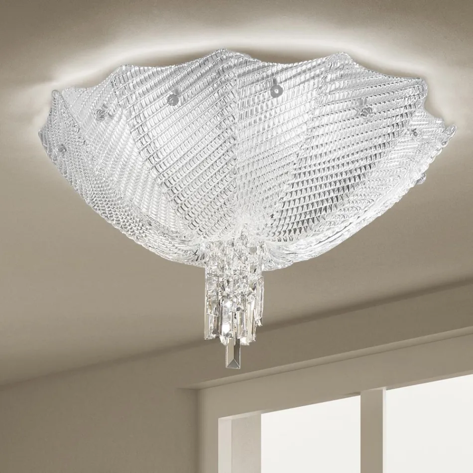 Handmade Venetian Glass and Metal Ceiling Lamp Made in Italy - Fabiana Viadurini