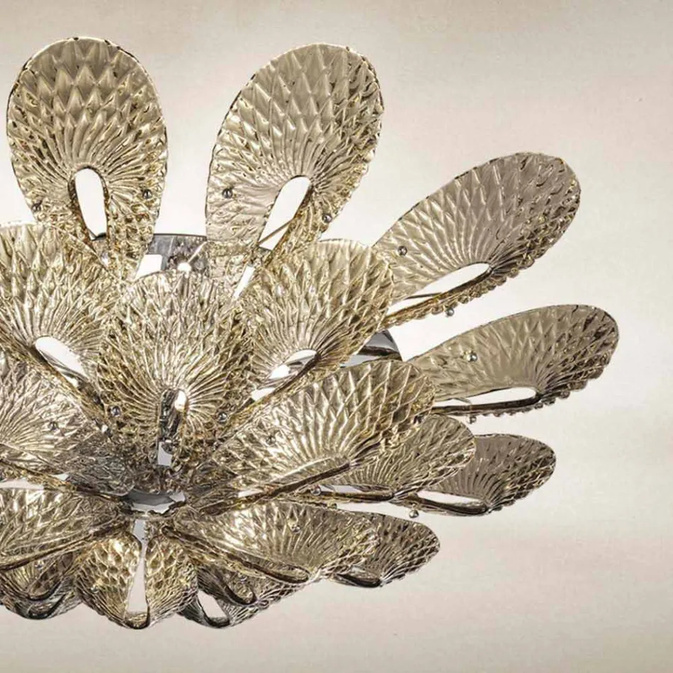 Artisan Ceiling Lamp in Smoked Venetian Glass, Made in Italy - Minos Viadurini