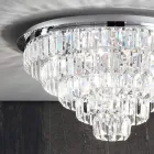 Classic Ceiling Lamp in Silver Metal and Crystal Pendants - Jerome Viadurini
