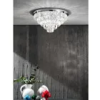 Classic Ceiling Lamp in Silver Metal and Crystal Pendants - Jerome Viadurini