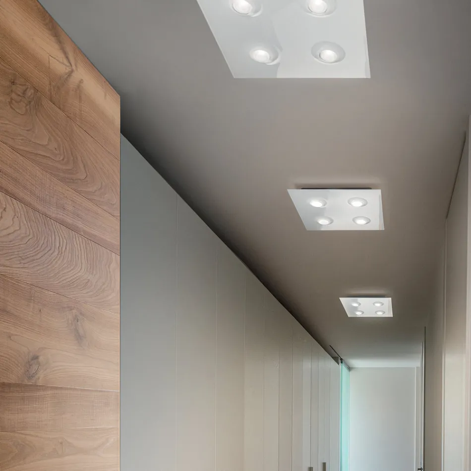 Ceiling Light with Flat Glass Plate with Lowering Made in Italy - Kora Viadurini