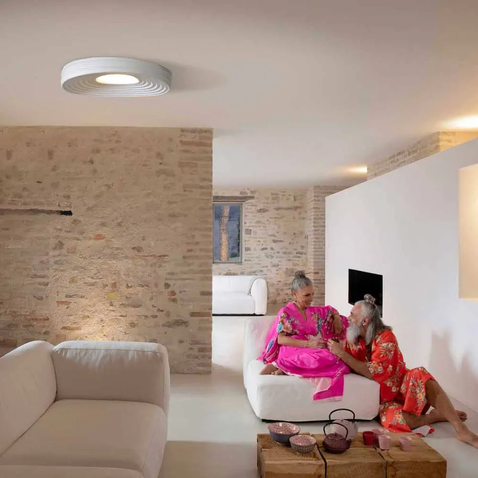 Modern Design Living Room Ceiling Lamp in Matt White Plaster - Licorice Viadurini