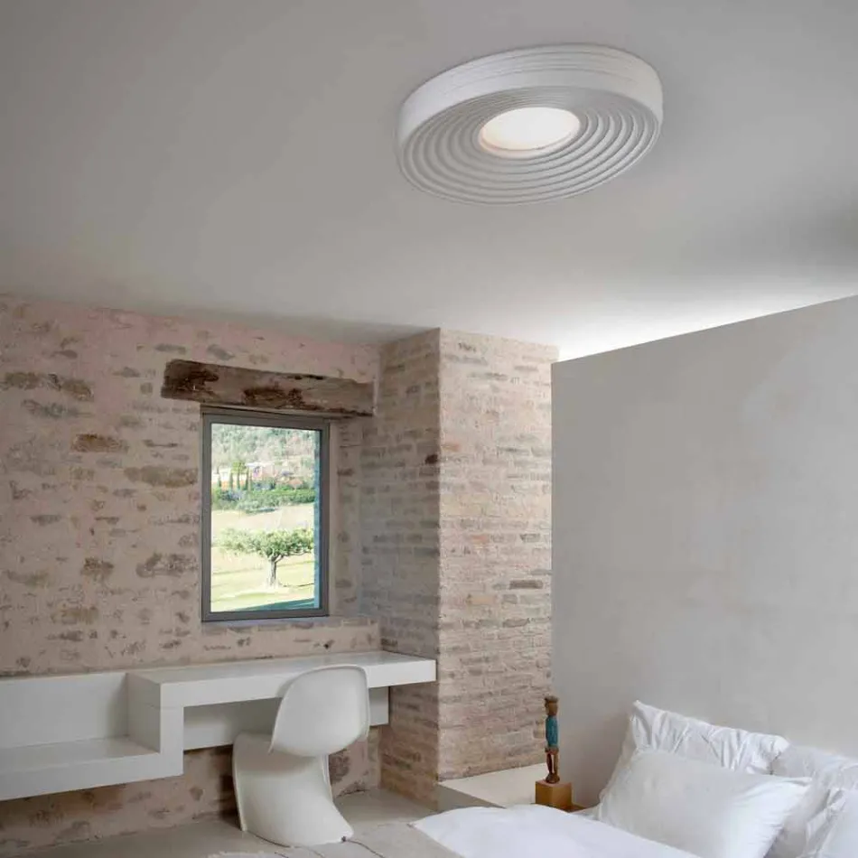 Modern Design Living Room Ceiling Lamp in Matt White Plaster - Licorice Viadurini