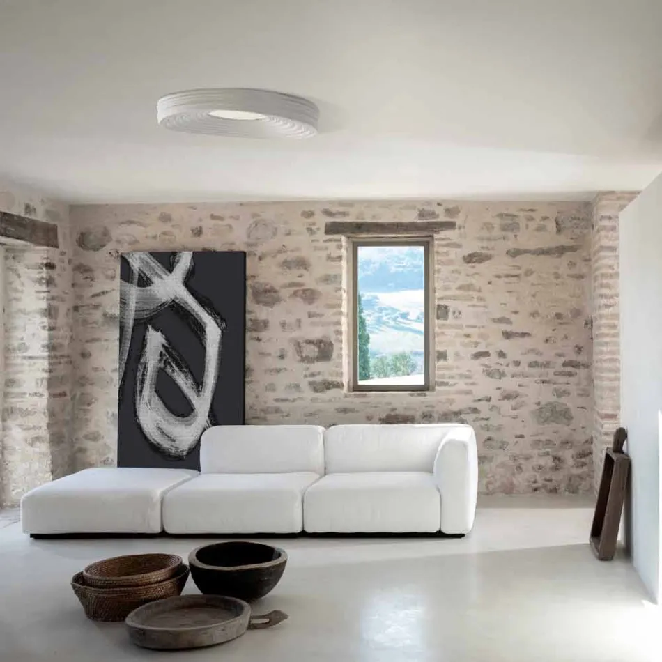 Modern Design Living Room Ceiling Lamp in Matt White Plaster - Licorice Viadurini