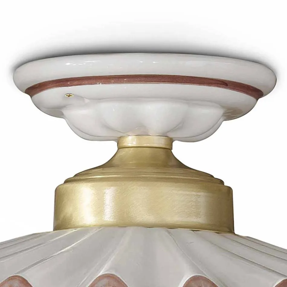 Pleated Glossy Ceramic Ceiling Lamp and Hand Painted Edge - Laquila Viadurini
