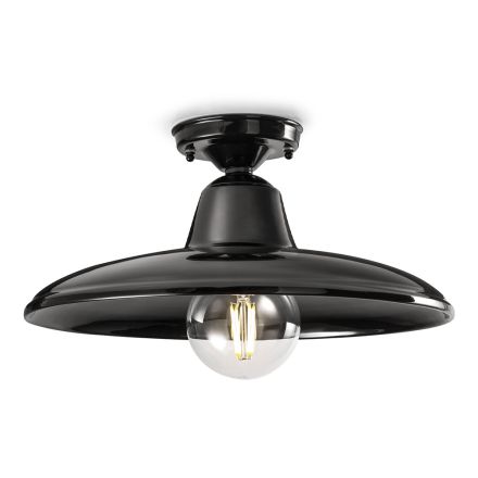 Industrial Vintage Design Black Ceramic and Iron Ceiling Lamp - Bew Viadurini