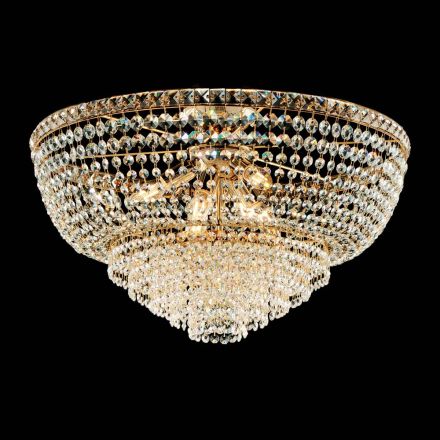 Iron and Gold Ceiling Light with Rhinestones Made in Italy for Interior Decorating - Baviera Viadurini