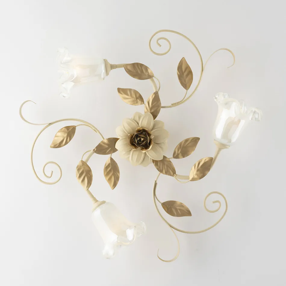 Ivory Lacquered Iron Ceiling Light Made in Italy for Interior Decor - Marrakech Viadurini