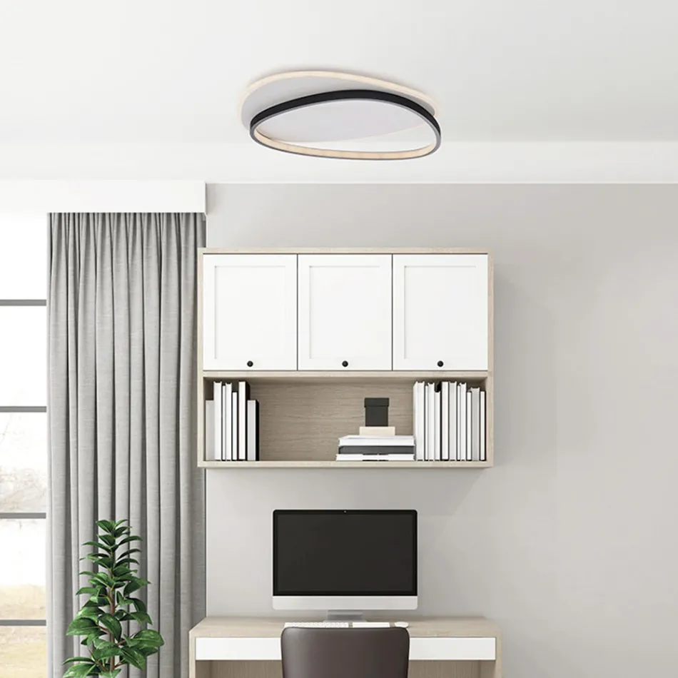 Ophiuchus Black and White LED Metal Ceiling Light for Interior Lighting Viadurini