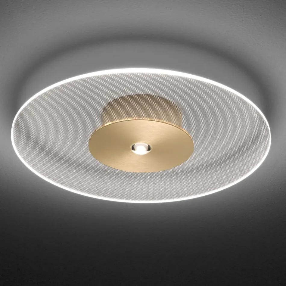 Metal Ceiling Light with Micro-Dotted Plexiglass Diffuser - Nora Viadurini