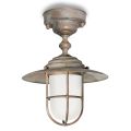 Vintage Brass Outdoor Ceiling Light, Opal Glass IP44 - Elfico