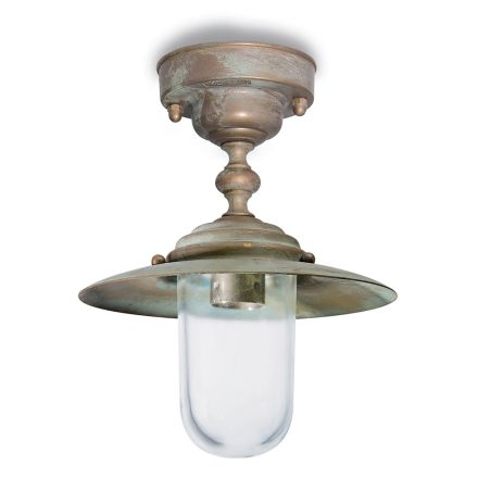 Vintage Brass Outdoor Ceiling Light, Clear Glass IP44 - Elfico Viadurini