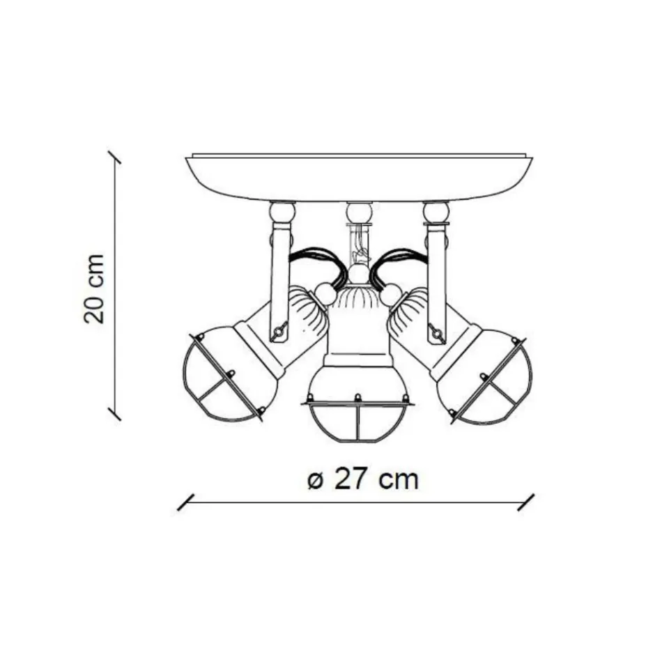 Industrial ceiling light 3 spotlights in iron and handcrafted ceramic - loft Viadurini