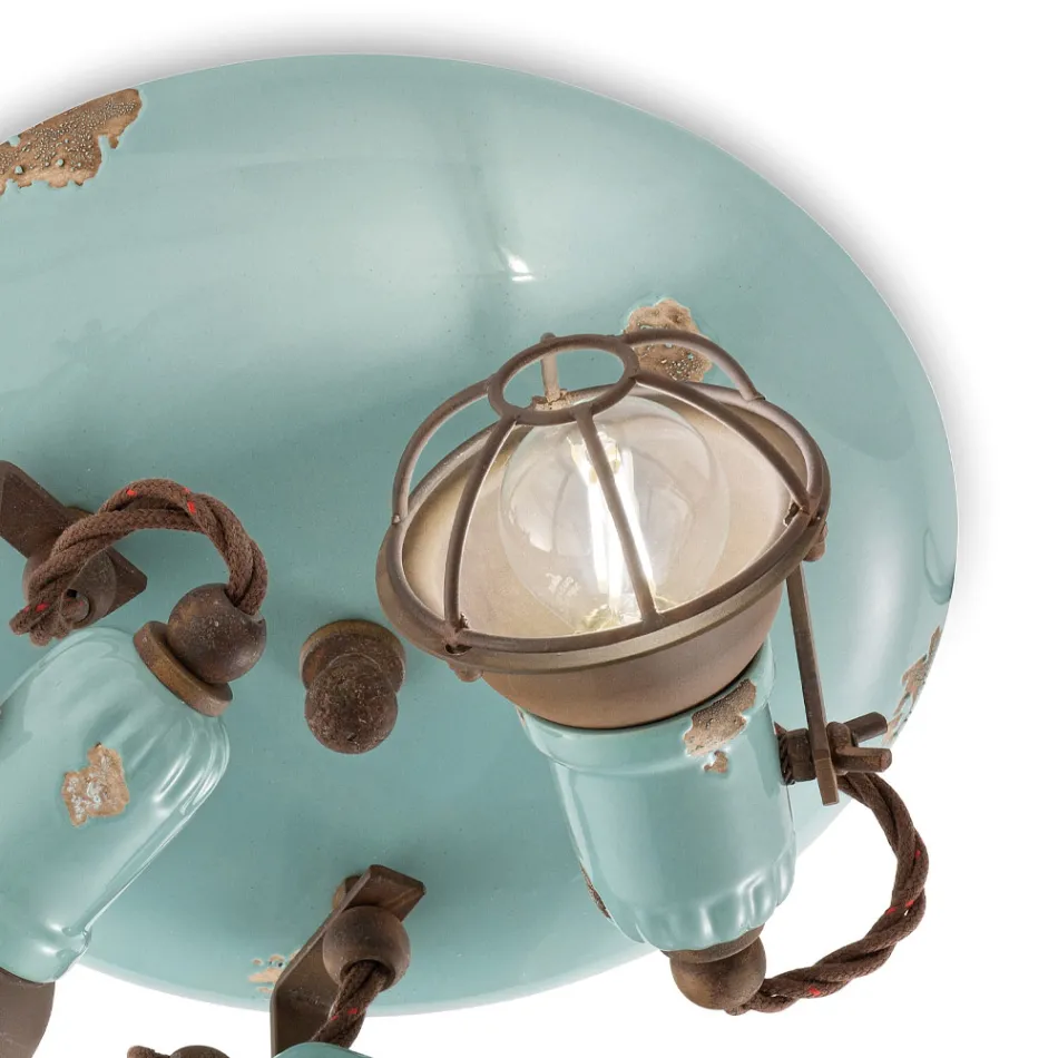 Industrial ceiling light 3 spotlights in iron and handcrafted ceramic - loft Viadurini