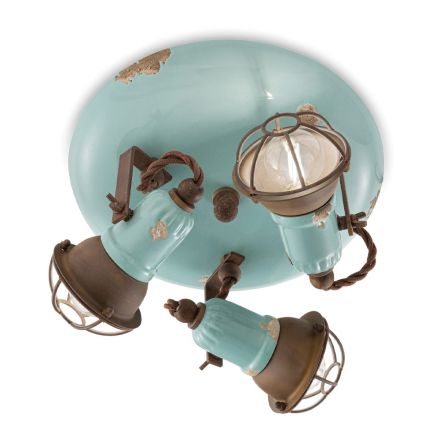 Industrial ceiling light 3 spotlights in iron and handcrafted ceramic - loft Viadurini