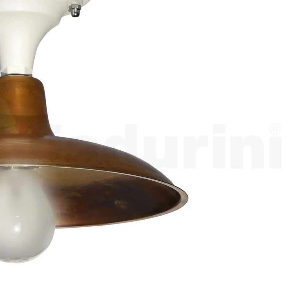 Vintage Outdoor Ceiling Lamp in Aluminum and Brass Made in Italy - Adela Viadurini