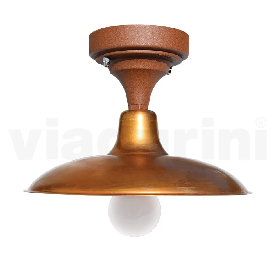 Vintage Outdoor Ceiling Lamp in Aluminum and Brass Made in Italy - Adela Viadurini