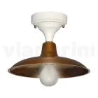 Vintage Outdoor Ceiling Lamp in Aluminum and Brass Made in Italy - Adela Viadurini
