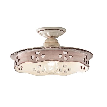 Vintage Ceiling Lamp in Ceramic and Handmade Iron 2 Sizes - Alessandria Viadurini