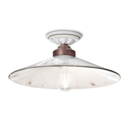 Vintage Ceiling Lamp in Ceramic and Handmade Iron in 3 Sizes - Asti Viadurini
