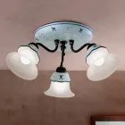 Vintage ceiling lamp in iron, glass and hand-decorated ceramic - Ferrara Viadurini