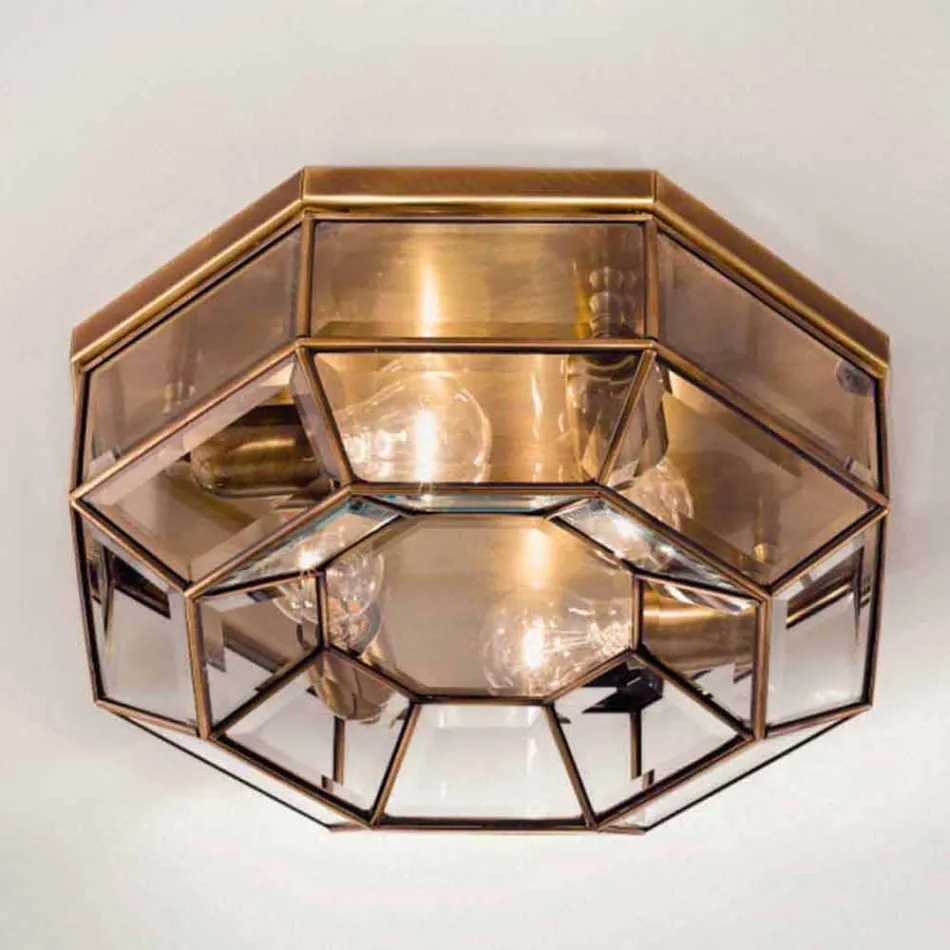 Vintage Ceiling Lamp in Burnished Brass and Glass 2 Sizes - Bound by Il Fanale Viadurini