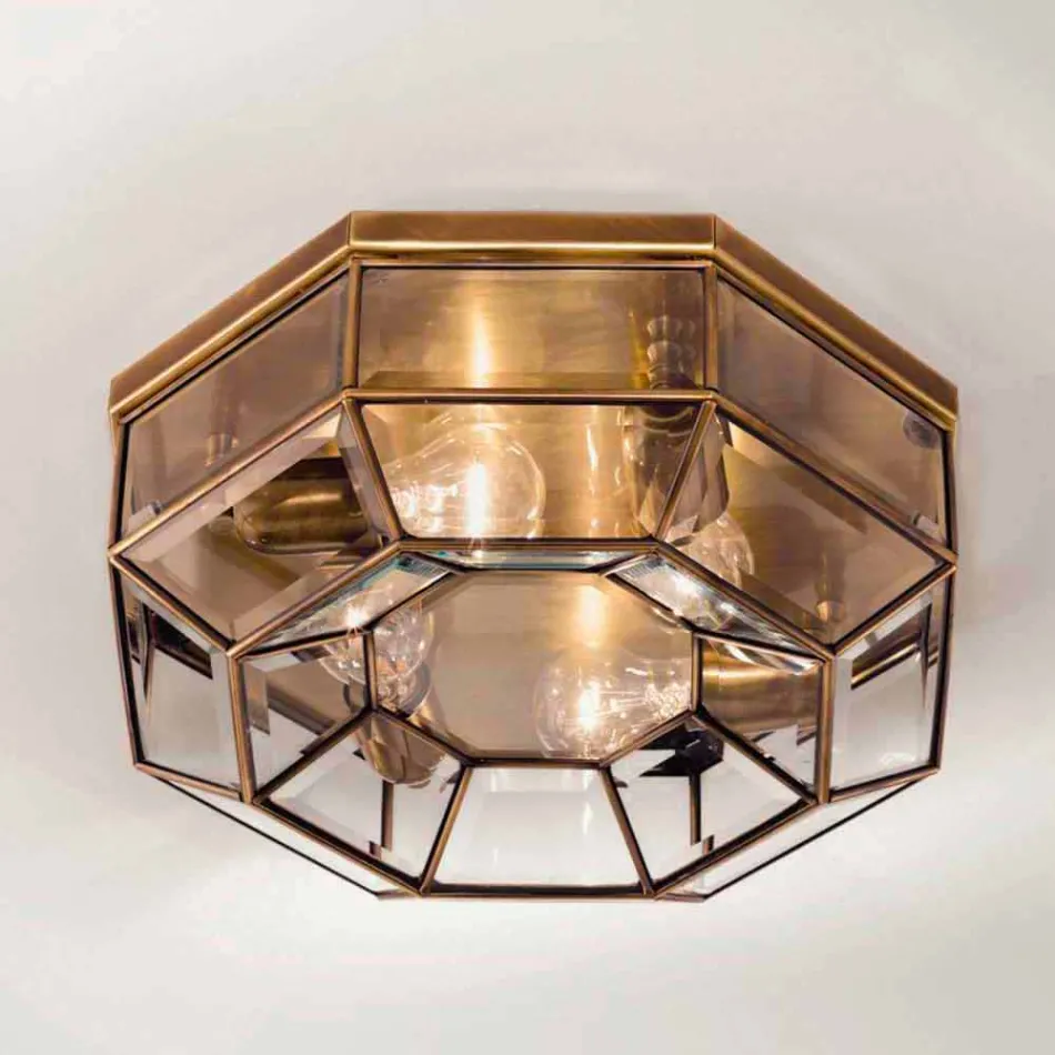 Vintage Ceiling Lamp in Burnished Brass and Glass 2 Sizes - Bound by Il Fanale Viadurini
