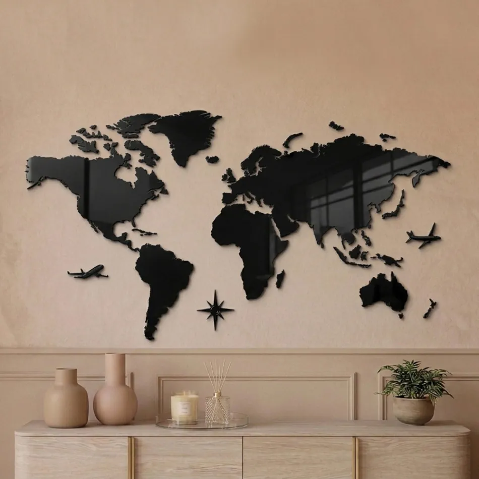 Artemia - 3-Color Plexiglass Wall Map Made in Italy Viadurini