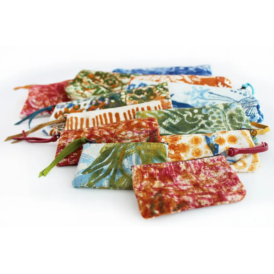 Artistic Hand Printed Clutch Bag, Unique Piece in Cotton, 2 Pieces - Viadurini by Marchi Viadurini