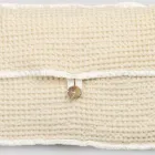 Natural White Honeycomb Cotton Clutch Bag with Mother of Pearl Button - Anteha Viadurini