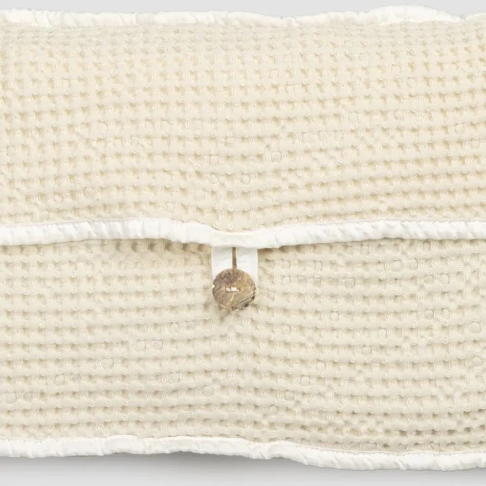 Natural White Honeycomb Cotton Clutch Bag with Mother of Pearl Button - Anteha Viadurini
