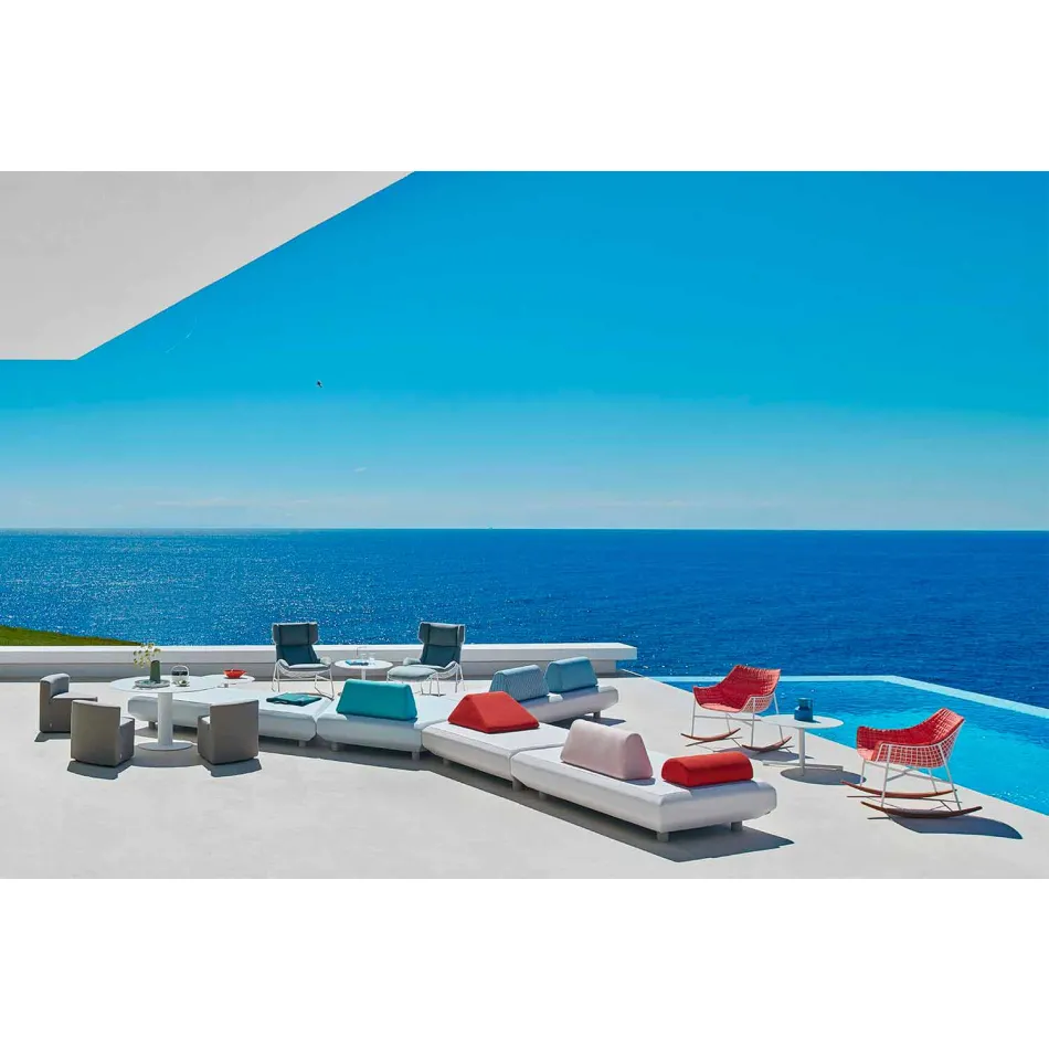 Varaschin Summer Set garden rocking armchair in steel and wood Viadurini