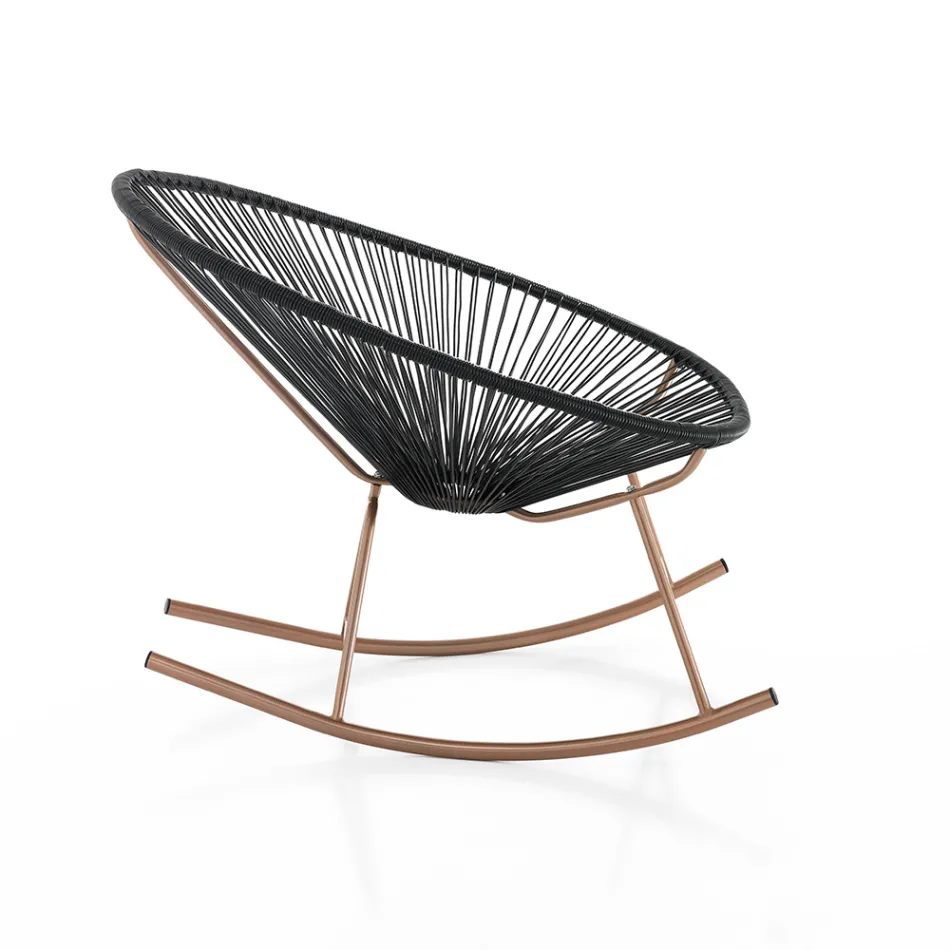 Indoor and Outdoor Rocking Armchair in Metal - Elio Viadurini