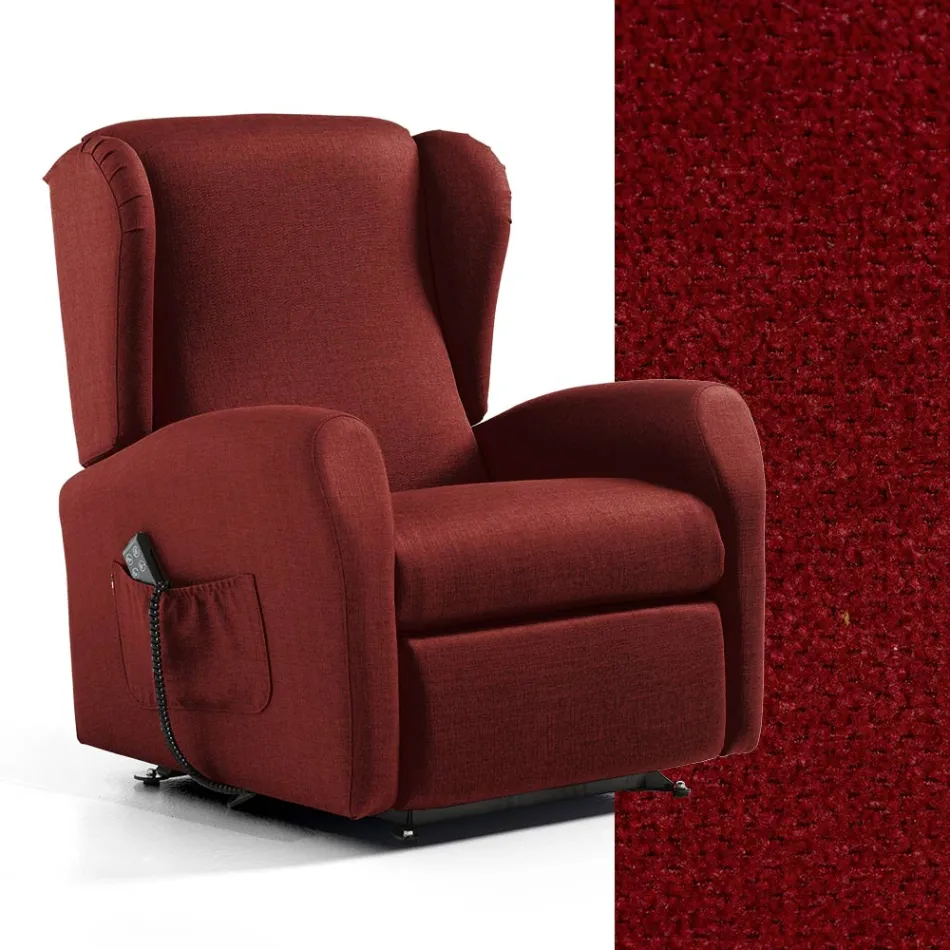 Lift Armchair with Extra Large Seat in Made in Italy Fabric - Margaret Viadurini