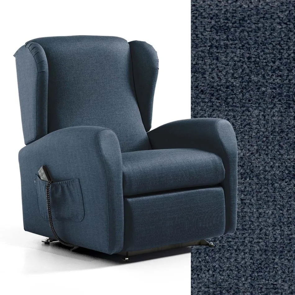 Lift Armchair with Extra Large Seat in Made in Italy Fabric - Margaret Viadurini