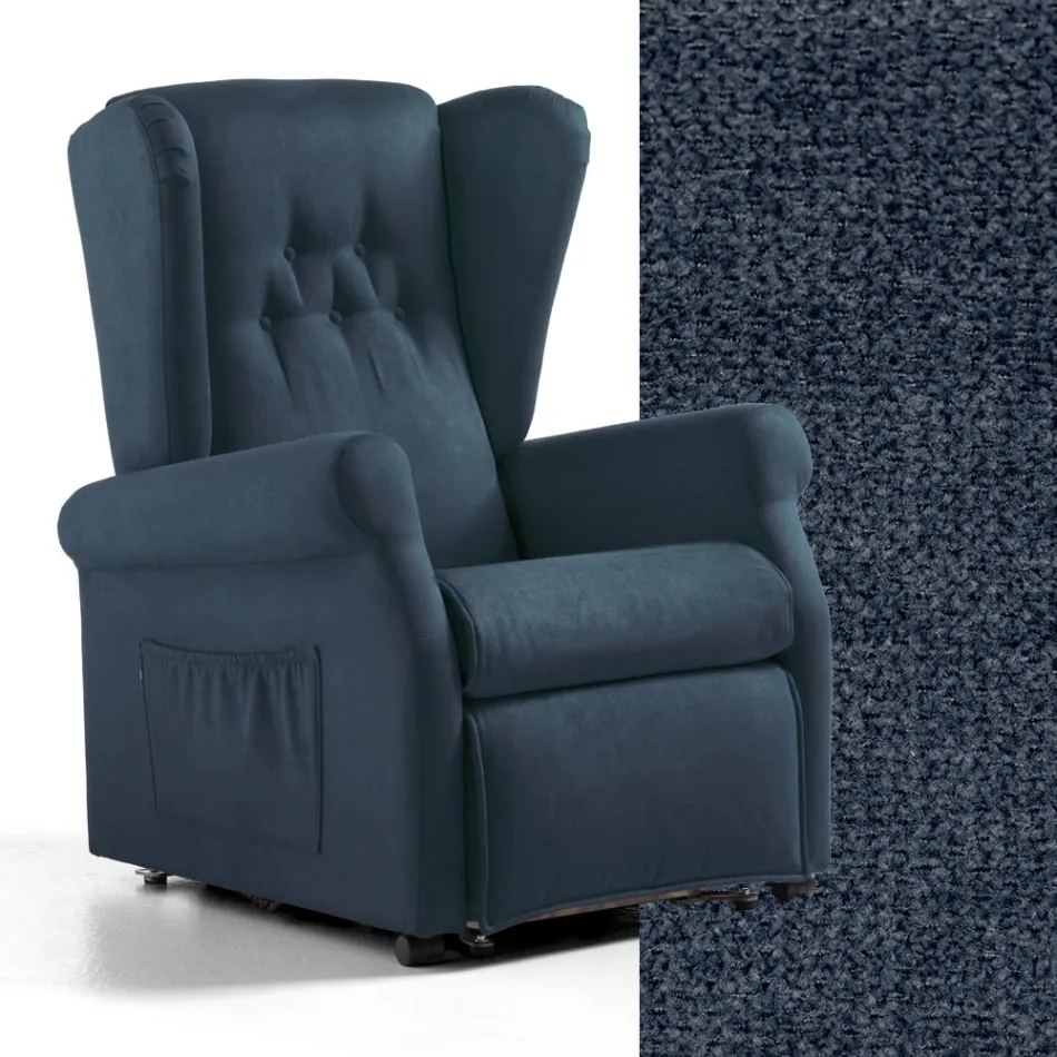 Fabric Lift Armchair with Lift, Relax and Bed Functions - Romina Viadurini