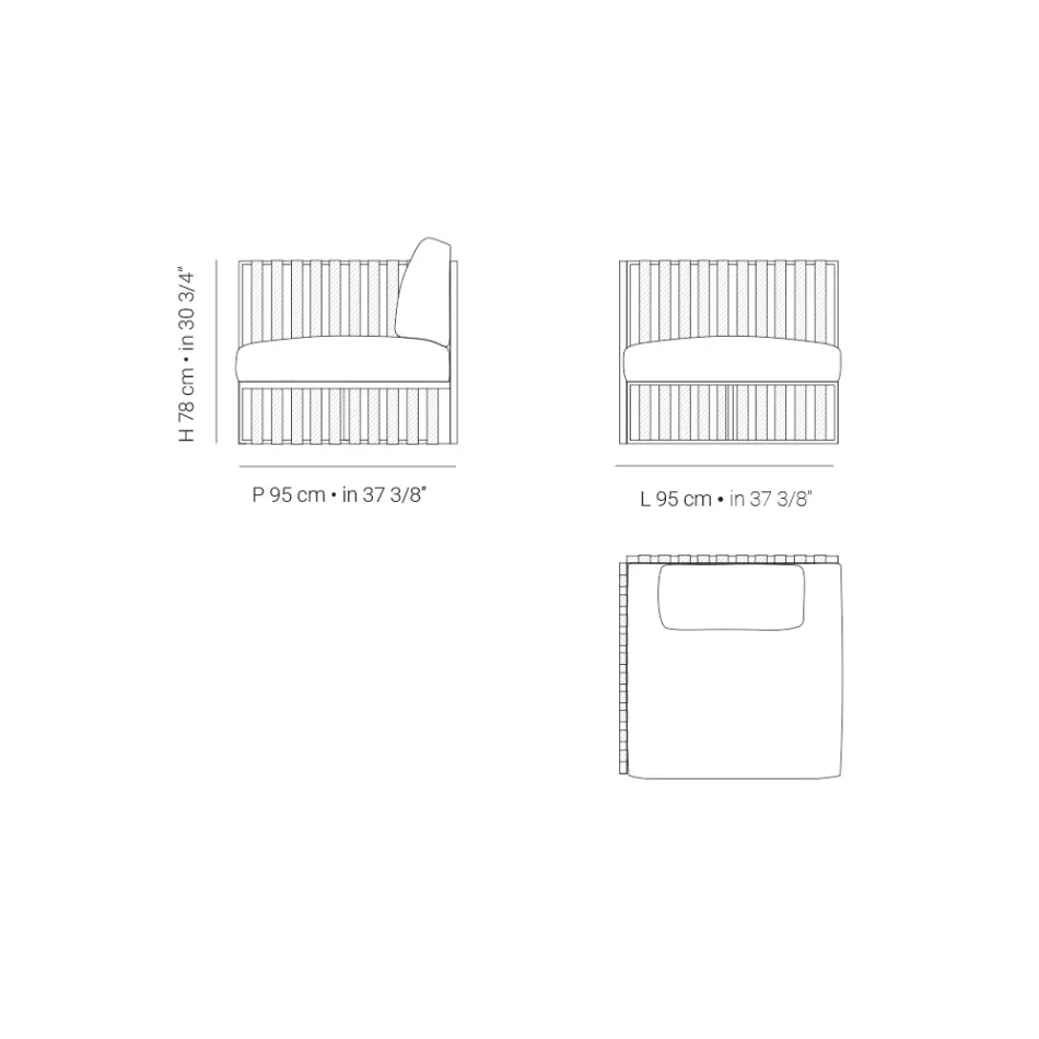 Right Corner Outdoor Armchair in Aluminum and Straps Made in Italy - Juliediv Viadurini