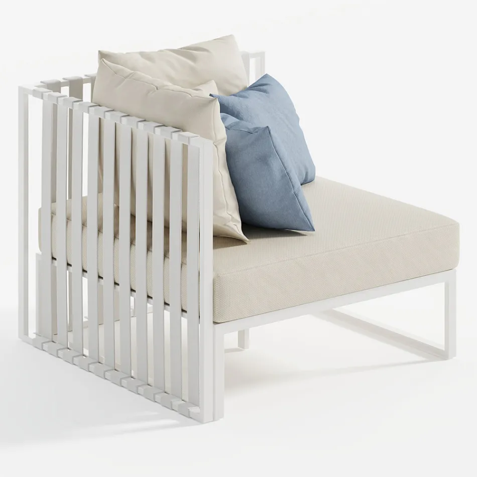 Left Corner Outdoor Armchair in Aluminum and Straps Made in Italy - Juliediv Viadurini