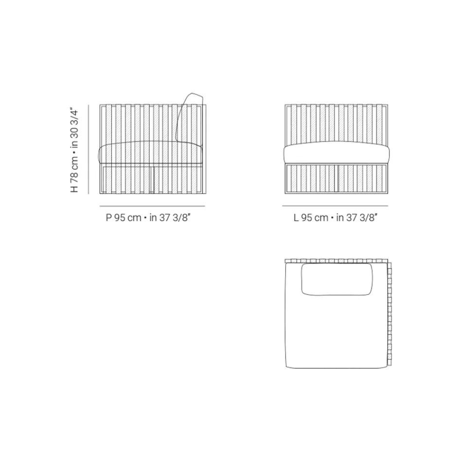 Left Corner Outdoor Armchair in Aluminum and Straps Made in Italy - Juliediv Viadurini