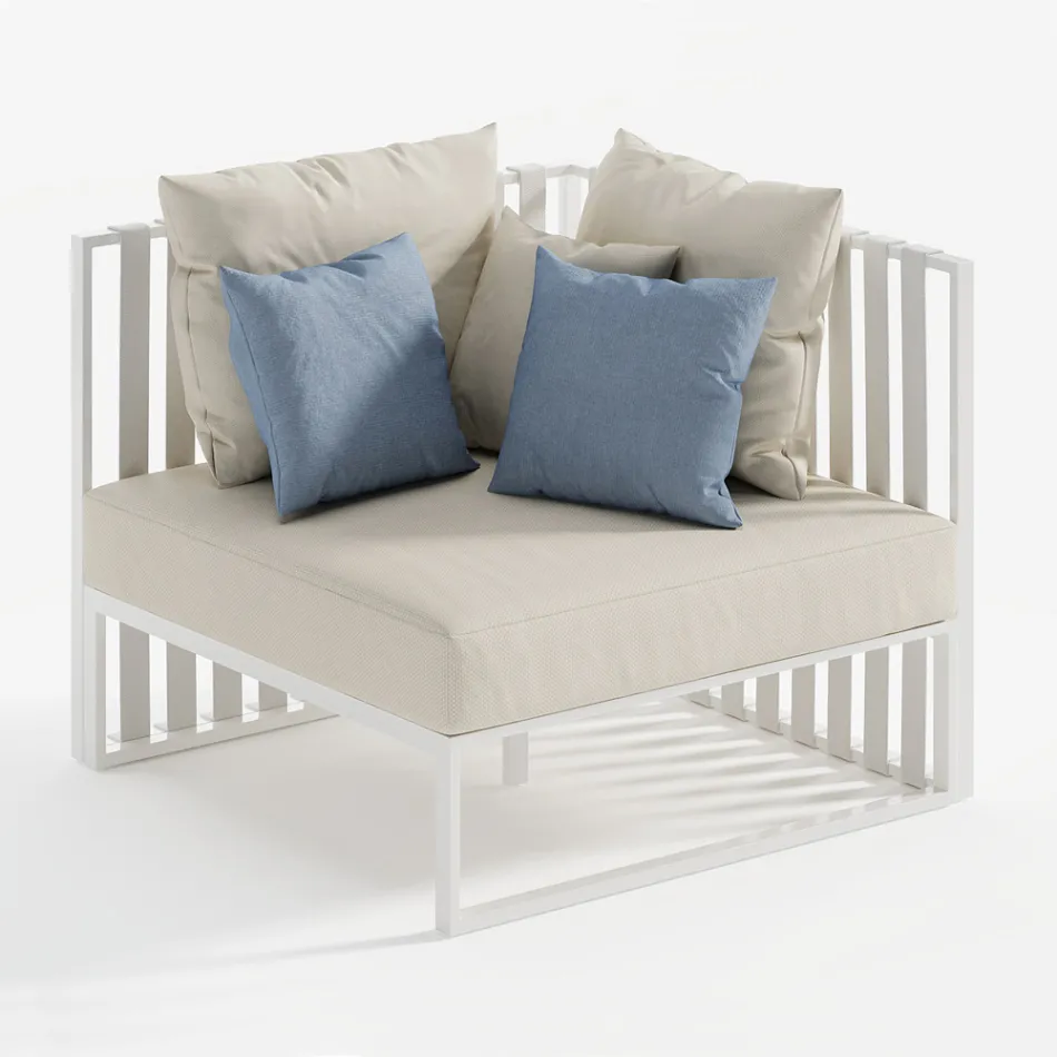 Left Corner Outdoor Armchair in Aluminum and Straps Made in Italy - Juliediv Viadurini