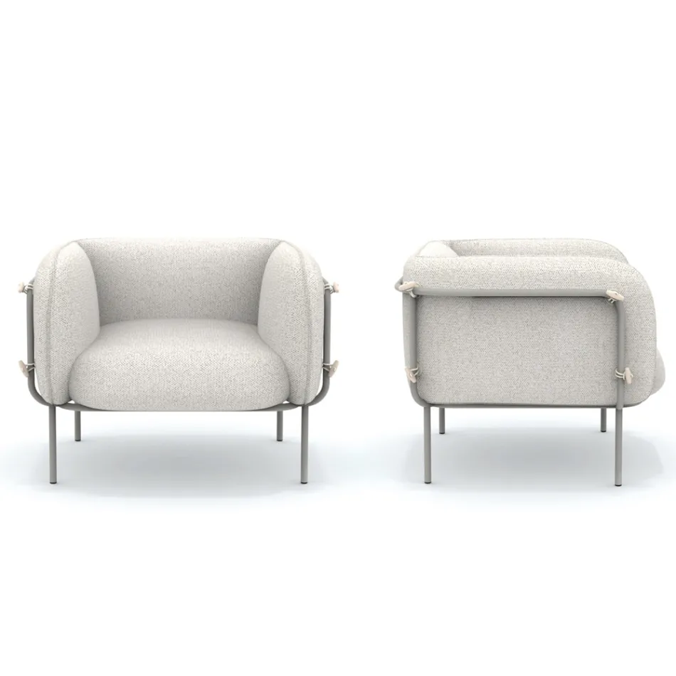 Low Outdoor Armchair with Padded Seat Made in Italy - Planter Viadurini