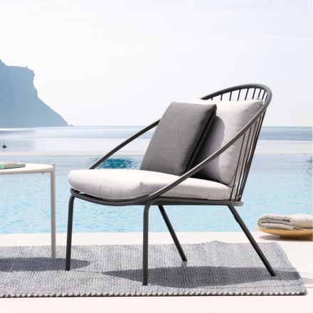 Low Stackable Garden Armchair in Steel Made in Italy - Sansa Viadurini