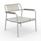 Low Aluminum Garden Armchair and Rope Backrest - Resplendent Viadurini